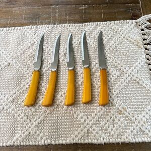 W. Richardson Serrated Steak Knife  Bakelite Butterscotch Handle- forever sharp